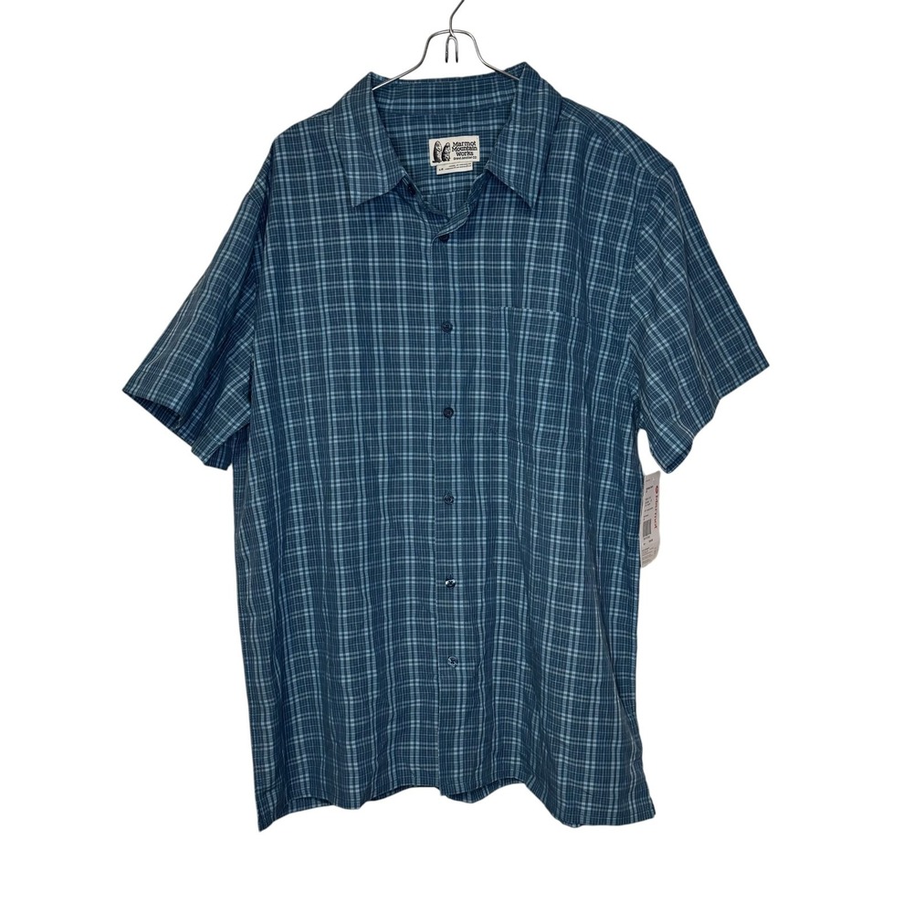 Marmot Mens Shirt‎ Eldridge Classic SS Plaid Dusty Teal Outdoor Hiking Large NWT